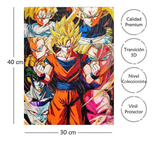 Dragon Ball Póster 3d Lenticular Goku Triple Transformación
