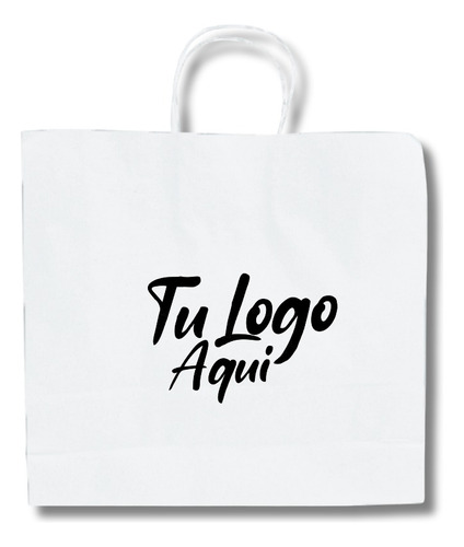 100 Bolsas Papel Kraft 30x32x10 Personalizadas Blanco