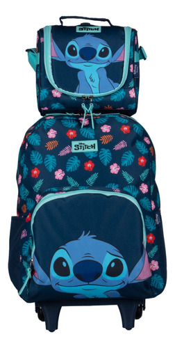 Kit Mochila De Rodinha + Lancheira Stitch Disney Original