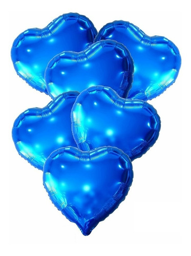 12 Balão Coração Metalizado Decoração Bexiga Festa Cor Azul-escuro