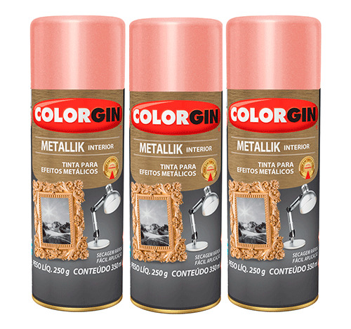 Kit 3 Sprays Metallik Interior Rose Gold