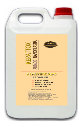 Alisado Nanoplastia 5 Litros Brillo 3d Definitivo Argan