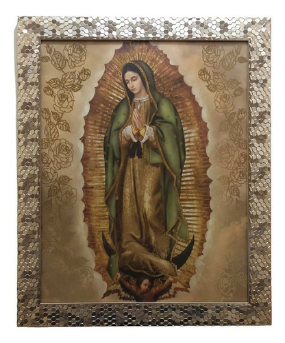 Virgen De Guadalupe Con Rosas D _ C En Marco Condesita 57 X