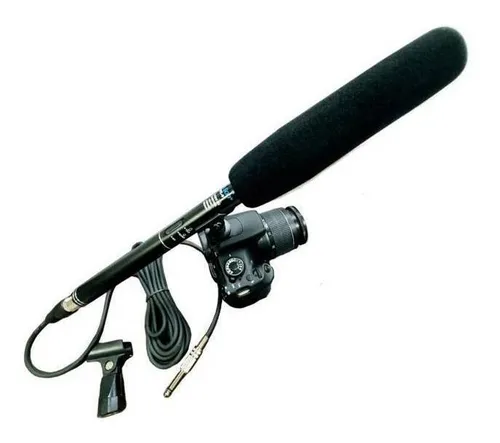 comprar Microfone LeSon HTL81 Shotgun Profissional Direcional ou Ambiente Aberto XLR P10 P2 Com Cachimbo