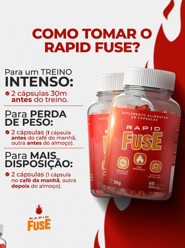 Rapid Fuse 60 Cápsulas Termogênico Do Foguinho - Fuse Labs Sem Sabor