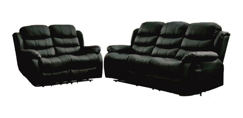 Juego De Living Reclinable 3+2 En Pu Comedor Negro Beverly