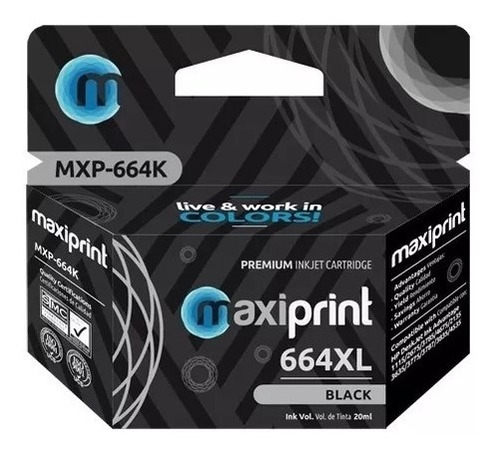 Cartucho Hp 664xl Negro Maxiprint  Dj 1115 2675 3785 Otiesca