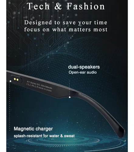 Gafas Inteligentes Bluetooth Audio Filtro Luz Azul Tr90