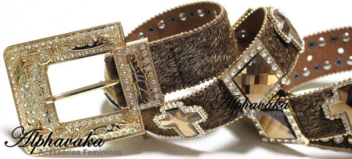 Imagem 3 de 4 de Cinto Feminino Country Com Pedrarias E Strass