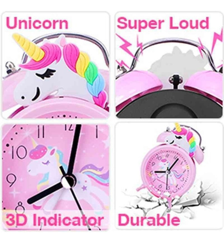 Dp Despertador De Unicornio Rosa Para Niños Con Cámara Dual