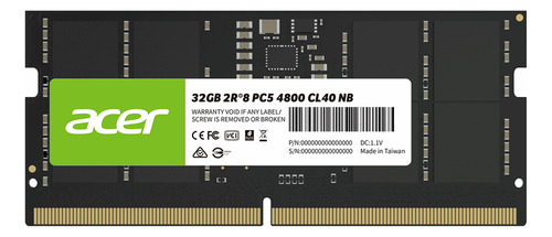 Memoria Ram Sodimm Ddr5 Acer Sd200 32gb 4800mhz Bl.9bwwa.417