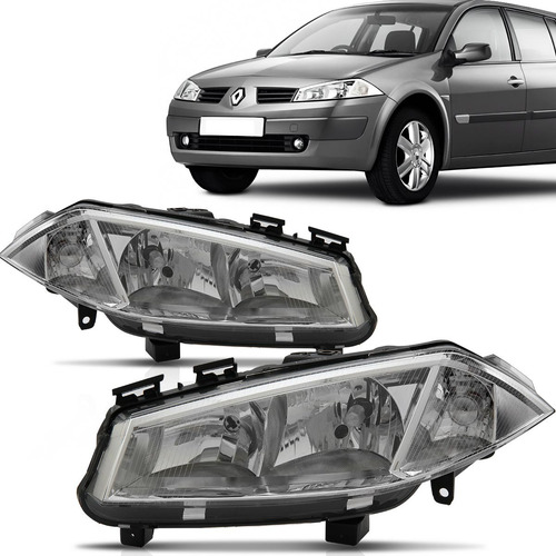 Farol Megane Sedan Grand Tour 07 08 09 10 A 13 Duplo Cromado