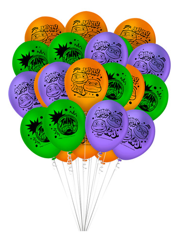 25 Balão Bexigas Decoração Tartarugas Ninja Festa Completa