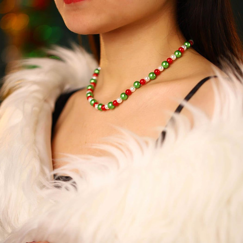 Yalice Collar De Perlas De Navidad, Gargantilla Colorida De