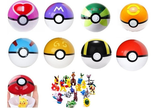 Pokebola Grande Varios Colores +  Pokemon Sorpresa Gratis