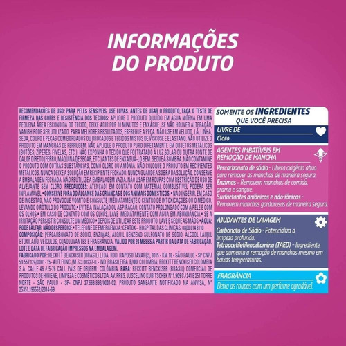 Imagem 5 de 5 de Tira Manchas Em Pó Oxi Action Pink Refil Econ Vanish 2,5 Kg