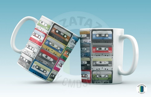 Taza Mug Diseño Retro Vintage Cassettes. Cerámica Importada