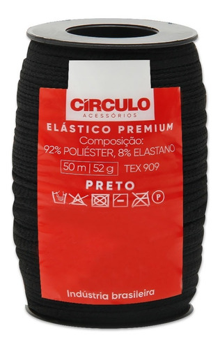 Elástico Premium Circulo 3,5mm Com 50mts 52g Maciez Suave Cor Preto Desenho do tecido Liso