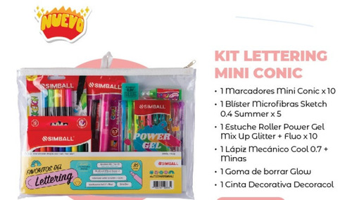Kit De Lettering Simball 30 Piezas Roller Glitter Fluo 