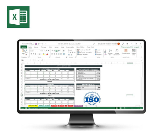 Implementación Iso 9001 Excel (plantilla Excel)