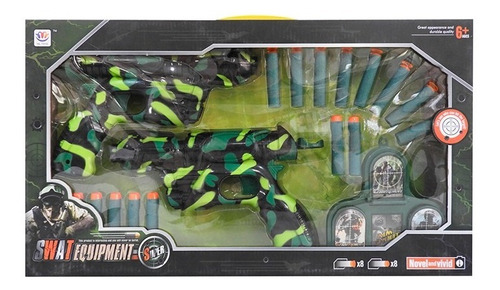 Set De 2 Armas Lanza Dardos Camuflada Verde 1574819