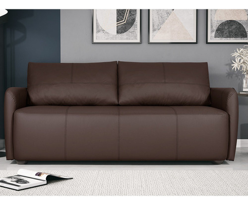 Sofá Decorativo Lily 220cm Couro Café - Gran Belo