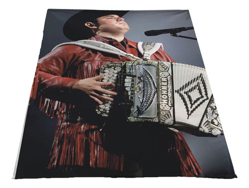 Cobertor Matrimonial Varios Diseños Cantantes Mexicanos Alfredo Olivas Gris