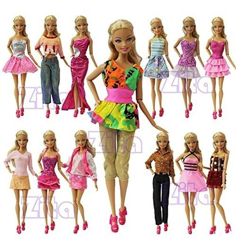 5 Conjuntos De Ropa Para Muñeca Barbie + 5 Zapatos = 10