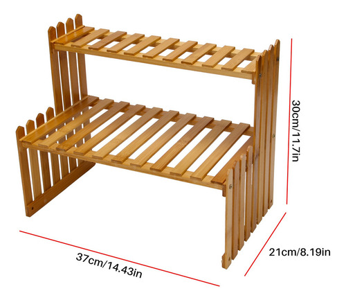 Rack De Armazenamento De Bambu De 2 Camadas Kitchen Spice Ja