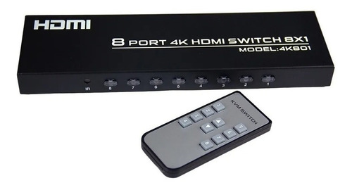 Switch Hdmi 8x1 Ativo Profissional 4k Com Fonte C/ Remoto