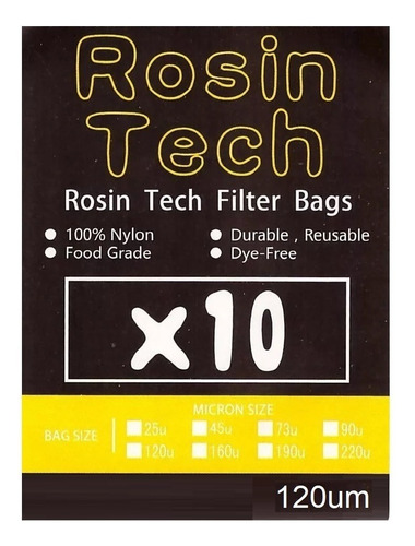 Malla Rosin Bag 120micra 2.5´x4´ 100% Nylon Extracción 10pz 