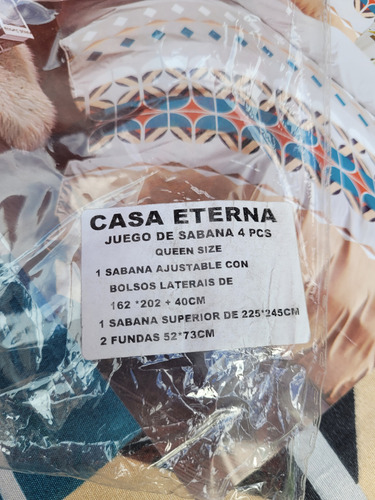 Juego De Sábanas+cortina 1800 Hilos 2 Plazas Casa Eterna