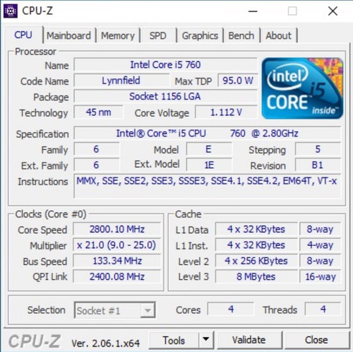Intel Core I5 760 95w Socket 1156 + Jeringa De Pasta Térmica (Usado)