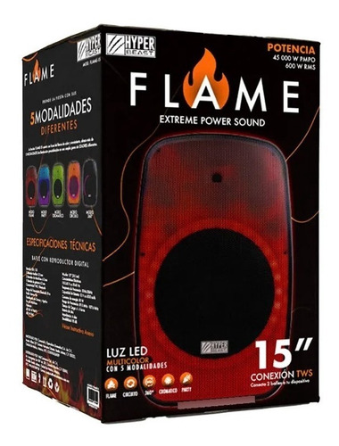 Bocina Bafle Flame Extreme Power Sound 15  Hyper Beast