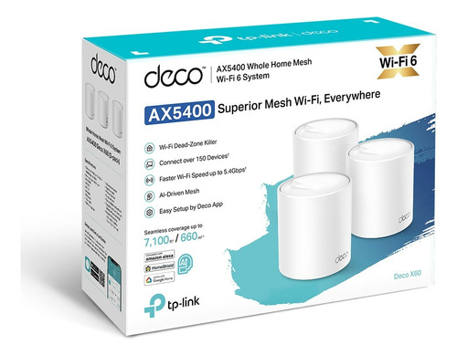 Router Deco Tp-link Mesh Doble Banda Ax5400 Wifi6 X60 3 Und