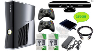 Xbox 360 Slim 5.0 + Disco Duro 250gb 100j+ Controles+ Kinect
