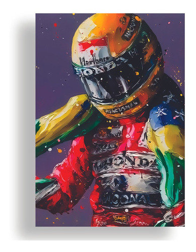 Imagem 1 de 4 de Quadro A4 Ayrton Senna Artistico Bandeira