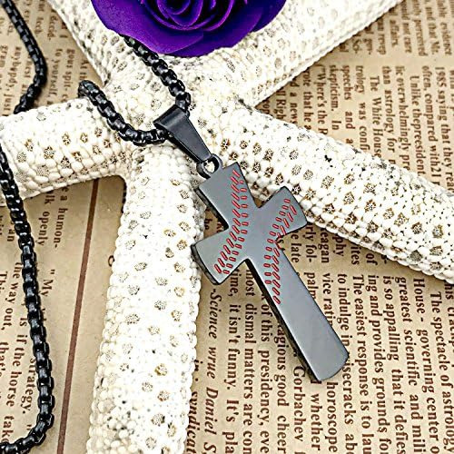 Collar Con Colgante De Cruz De Béisbol Para Hombres Y Niños,