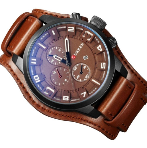 Reloj casual de lujo Curren 8225 para hombre, marrón oscuro