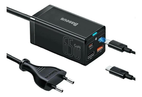 Carregador rápido de mesa Baseus Gan3 Pro 65w preto