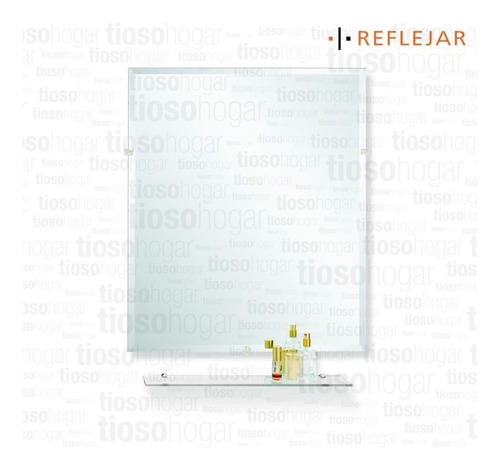 Imagen 6 de 10 de Espejo Biselado Repisa Baño Rectangular Estante 50x60 Borde