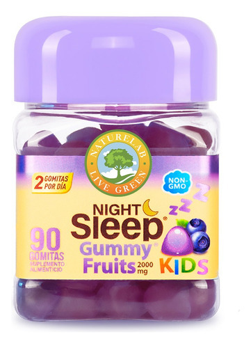 Night Sleep Gummy Fruits Kids, Naturelab 90 Gomitas Sabor Blueberry