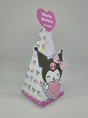 Kit 10 Cx Cone Milk Personalizado Kuromi Pink Pegue Monte