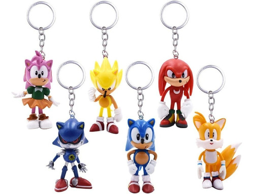 Colección De 6 Figuras De Personajes Sonic 7cm Sin Caja