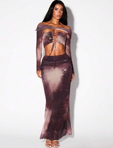 Vestido Conjunto Top Y Falda Larga Sexy Importado