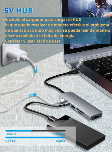 Hub Adaptador Usb C/usb 6 En 1 Para Mac Accesorios Notebooks