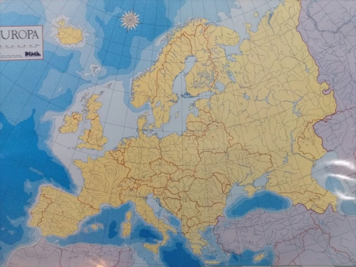 Mapa Mural Europa Mudo Laminado Envarillado