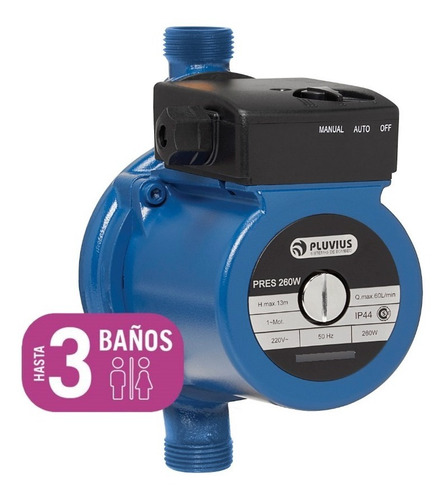 Bomba Presurizadora De Agua Pluvius 260w 3 Baños