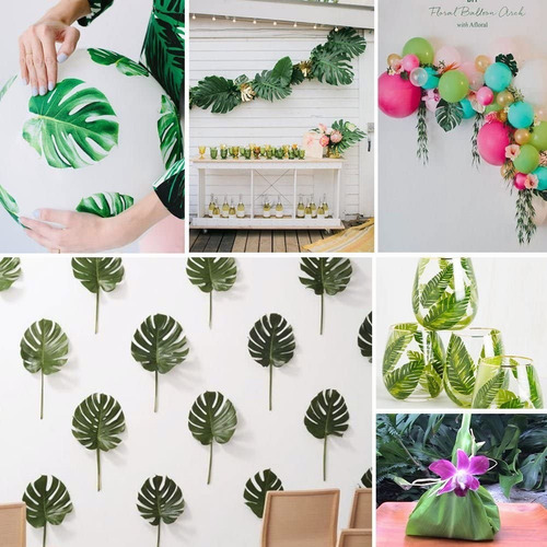 Imagen 7 de 10 de Hojas Artificiales Decorativas Hoja Tropical Decoración 12pk