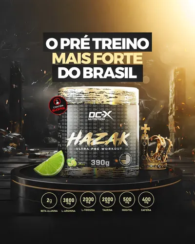 Hazak Ultra Pré Treino 390g 30 Doses Dc-x Nutrition Sabor Limão